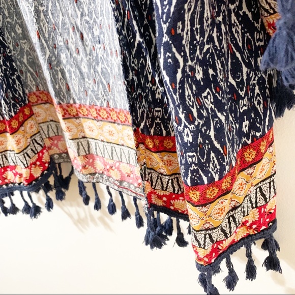 Unbranded Boho Style Three Quarter Sleeve Open Front Kimono Tassel Fringe Light - Picture 6 of 12